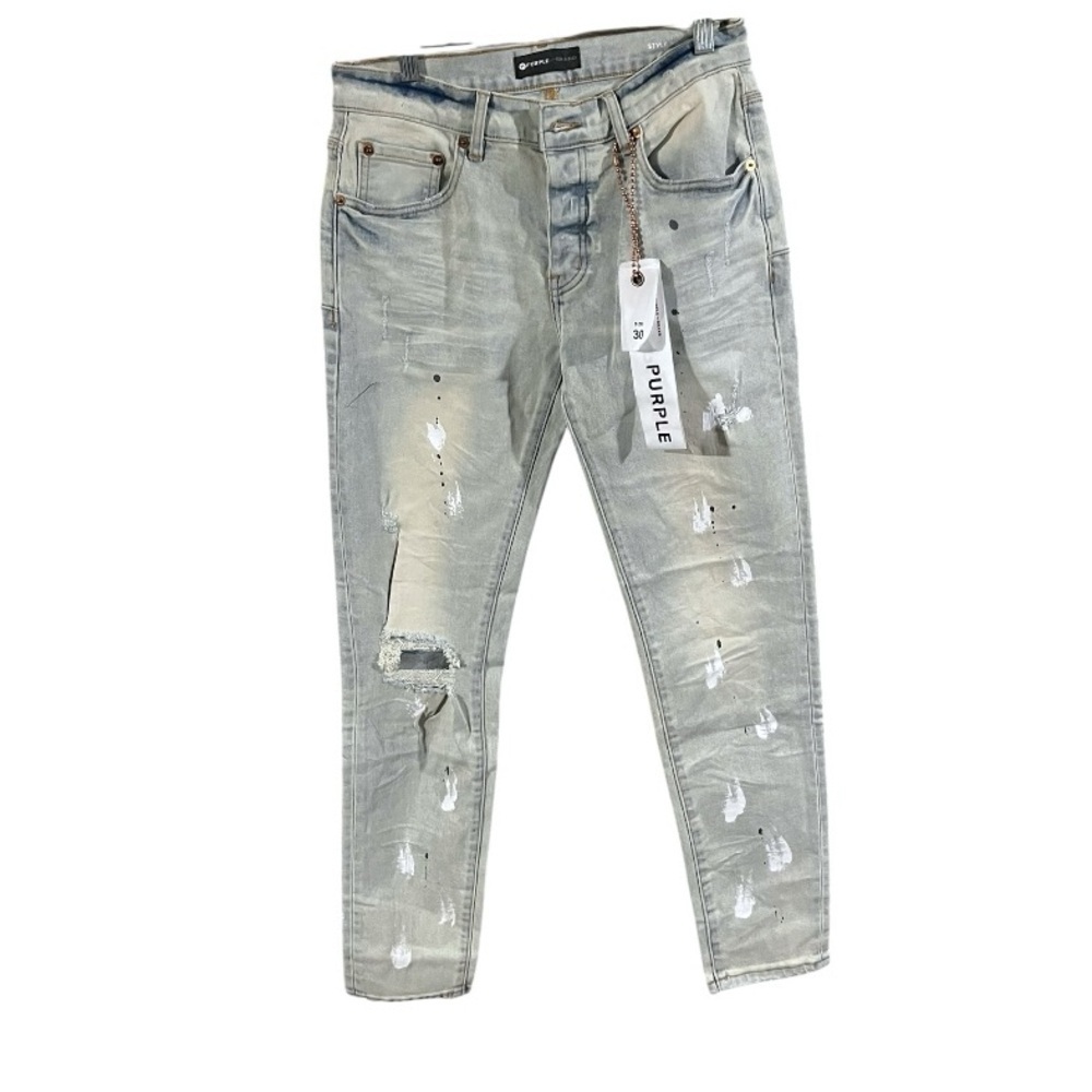 NWT Purple Brand P001 Paint Splatter Distressed Skinny Jeans Sz 30
